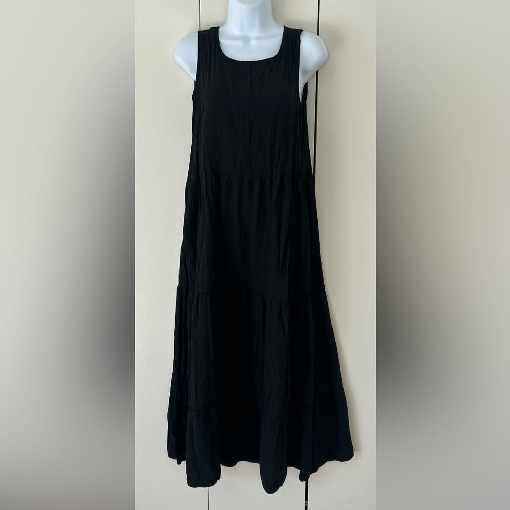 Halife tiered sleeveless maxi dress pockets S